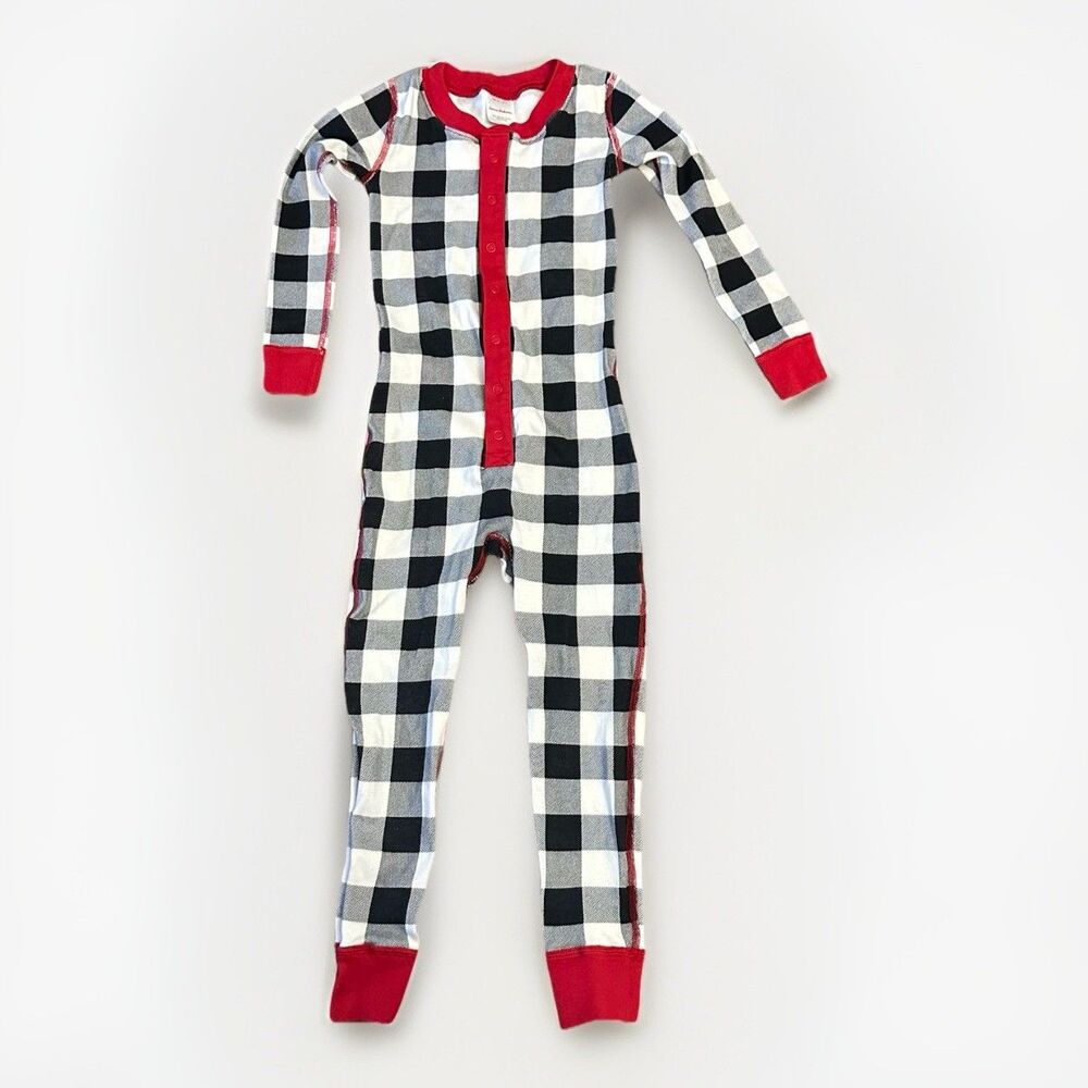 Hanna Andersson One Piece Long John Organic Cotton Buffalo Plaid Size 4 100cm